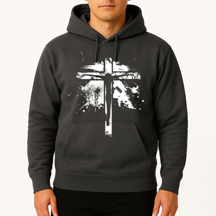 Distressed Jesus Cross Christianity Hoodie