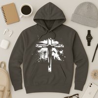 Distressed Jesus Cross Christianity Hoodie