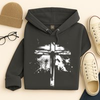 Distressed Jesus Cross Christianity Hoodie
