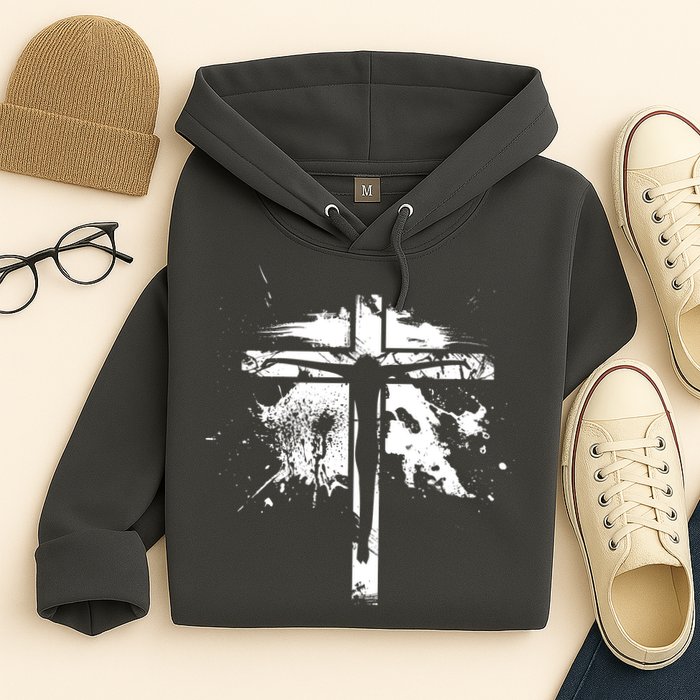 Distressed Jesus Cross Christianity Hoodie