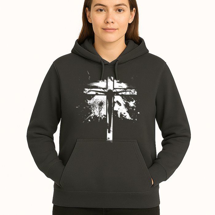 Distressed Jesus Cross Christianity Hoodie