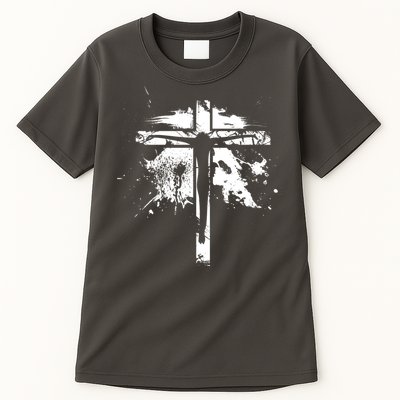 Distressed Jesus Cross Christianity Tall T-Shirt