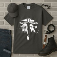 Distressed Jesus Cross Christianity Tall T-Shirt