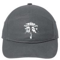Distressed Jesus Cross Christianity 7-Panel Snapback Hat