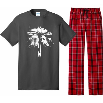 Distressed Jesus Cross Christianity Pajama Set