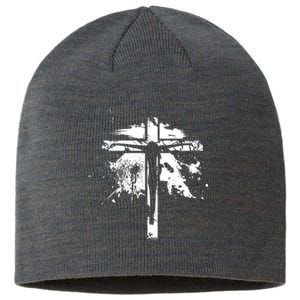 Distressed Jesus Cross Christianity Sustainable Beanie