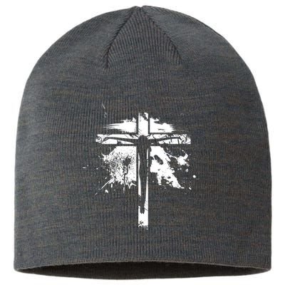 Distressed Jesus Cross Christianity Sustainable Beanie