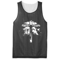 Distressed Jesus Cross Christianity Mesh Reversible Basketball Jersey Tank