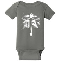 Distressed Jesus Cross Christianity Baby Bodysuit