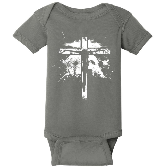 Distressed Jesus Cross Christianity Baby Bodysuit