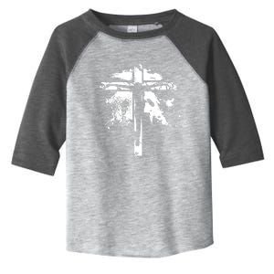 Distressed Jesus Cross Christianity Toddler Fine Jersey T-Shirt