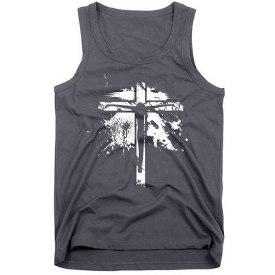 Distressed Jesus Cross Christianity Tank Top