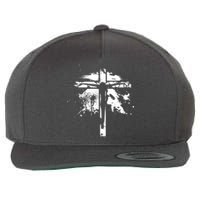 Distressed Jesus Cross Christianity Wool Snapback Cap