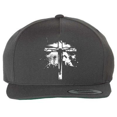 Distressed Jesus Cross Christianity Wool Snapback Cap