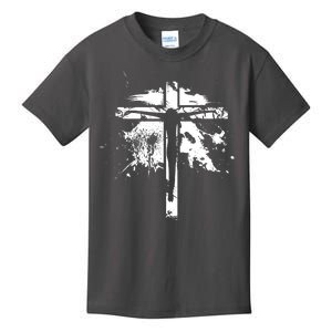 Distressed Jesus Cross Christianity Kids T-Shirt