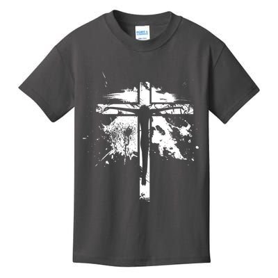 Distressed Jesus Cross Christianity Kids T-Shirt
