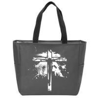 Distressed Jesus Cross Christianity Zip Tote Bag