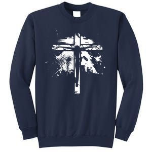 Distressed Jesus Cross Christianity Sweatshirt