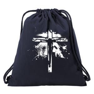 Distressed Jesus Cross Christianity Drawstring Bag