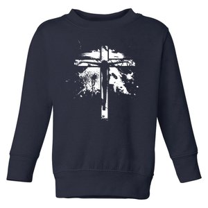 Distressed Jesus Cross Christianity Toddler Sweatshirt