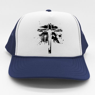 Distressed Jesus Cross Christianity Trucker Hat