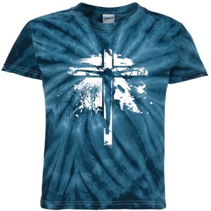 Distressed Jesus Cross Christianity Kids Tie-Dye T-Shirt