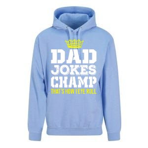 Dad Joke Champ Bad Puns How Eye Roll Funny Dad Joke Fathers Gift Unisex Surf Hoodie