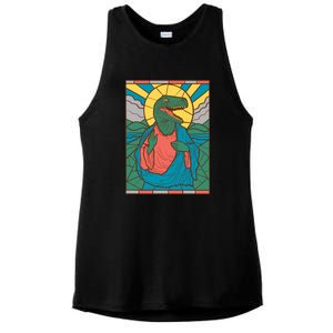 Dinosaur Jesus Ladies PosiCharge Tri-Blend Wicking Tank