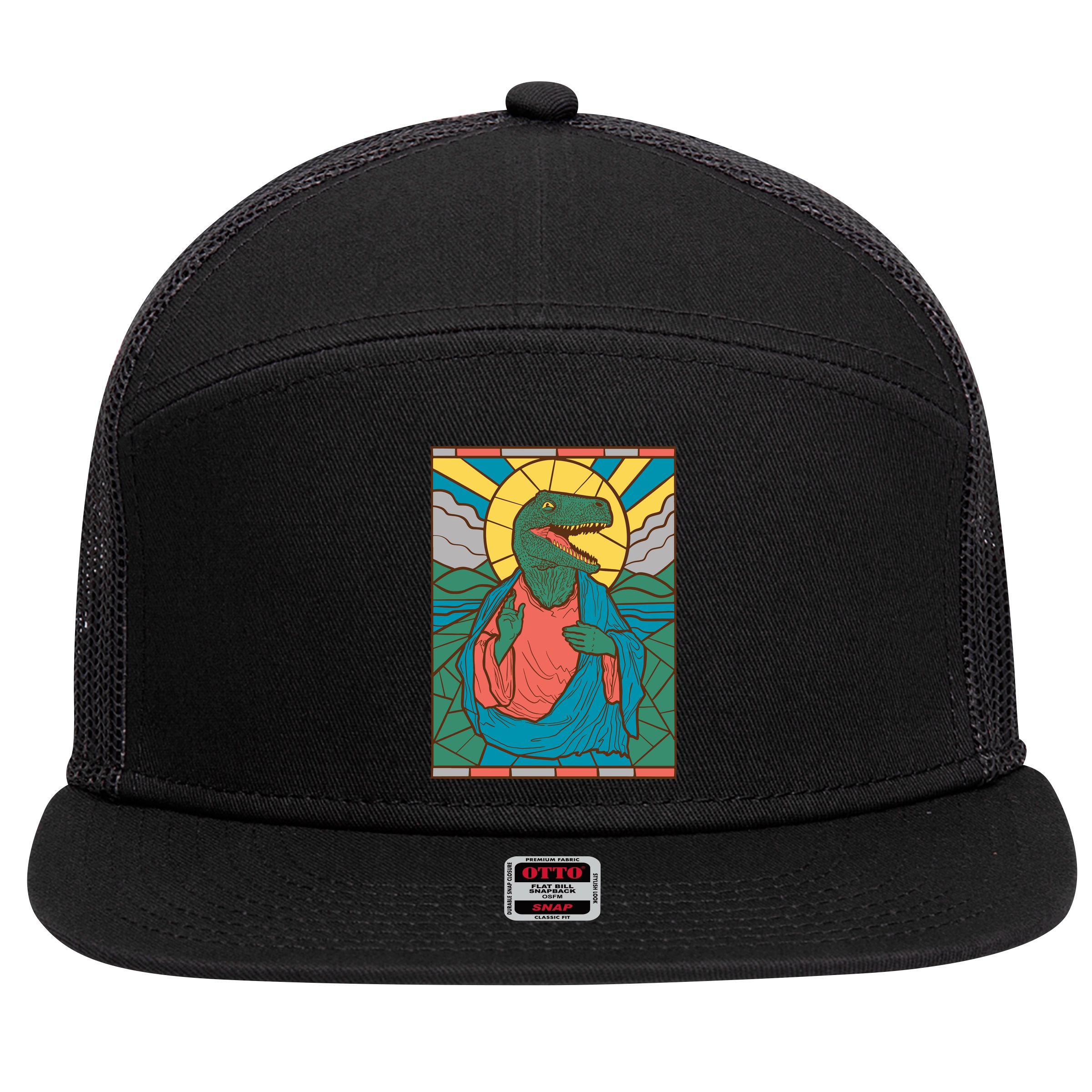Dinosaur Jesus 7 Panel Mesh Trucker Snapback Hat