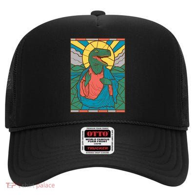 Dinosaur Jesus High Crown Mesh Back Trucker Hat