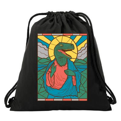 Dinosaur Jesus Drawstring Bag