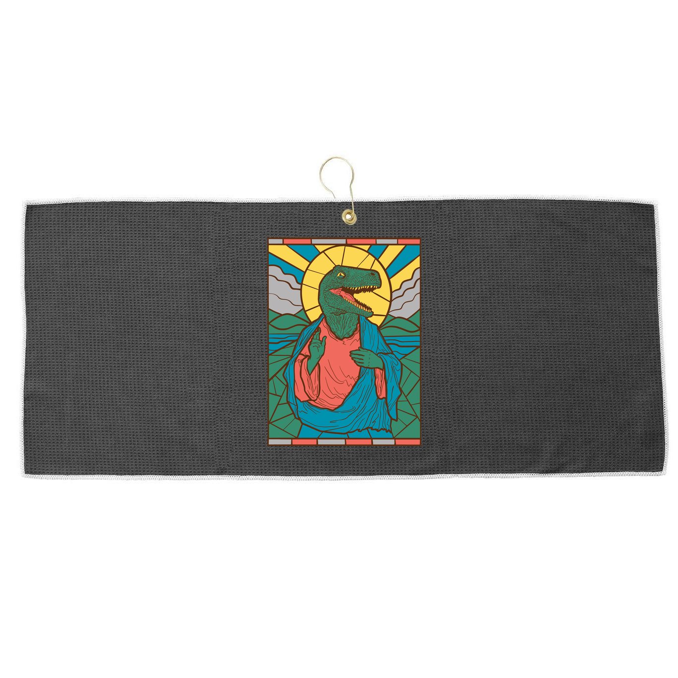 Dinosaur Jesus Large Microfiber Waffle Golf Towel