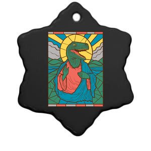 Dinosaur Jesus Ceramic Star Ornament