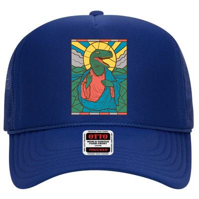 Dinosaur Jesus High Crown Mesh Back Trucker Hat