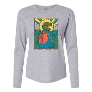 Dinosaur Jesus Womens Cotton Relaxed Long Sleeve T-Shirt