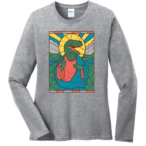 Dinosaur Jesus Ladies Long Sleeve Shirt