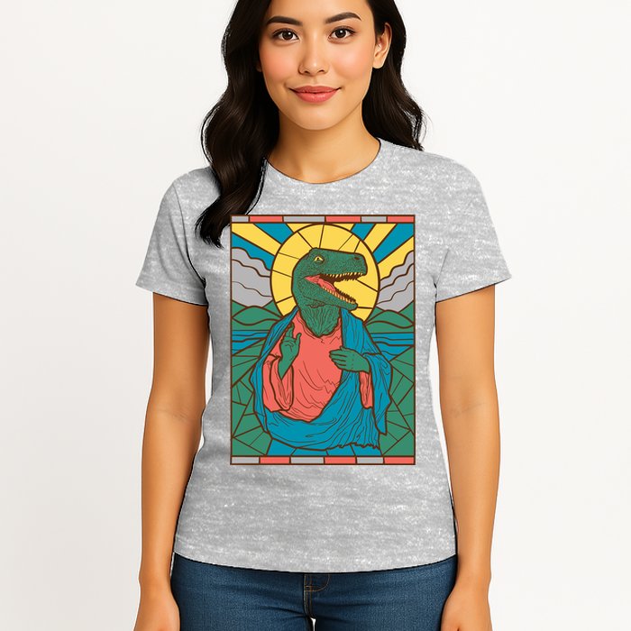 Dinosaur Jesus Womens T-Shirt
