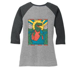 Dinosaur Jesus Women's Tri-Blend 3/4-Sleeve Raglan Shirt