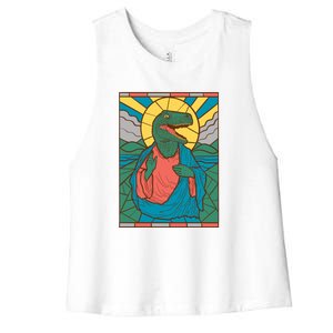 Dinosaur Jesus Women's Racerback Cropped Tank