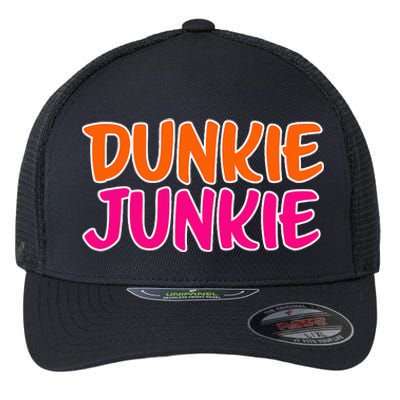 Dunkie Junkie Donut And Coffee Lover Flexfit Unipanel Trucker Cap