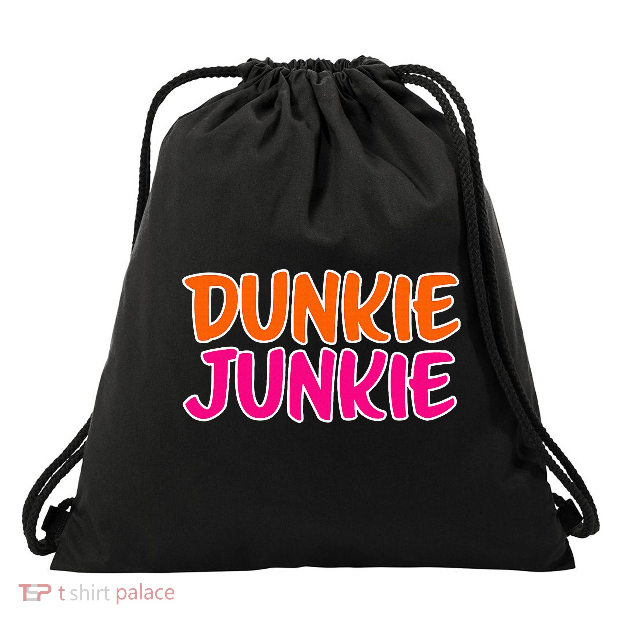 Dunkie Junkie Donut And Coffee Lover Drawstring Bag