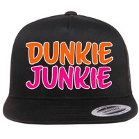 Dunkie Junkie Donut And Coffee Lover Flat Bill Trucker Hat