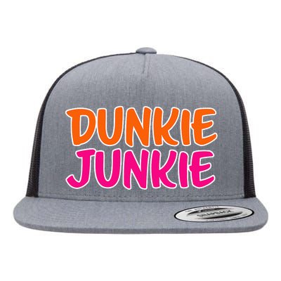 Dunkie Junkie Donut And Coffee Lover Flat Bill Trucker Hat