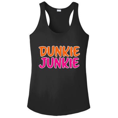 Dunkie Junkie Donut And Coffee Lover Ladies PosiCharge Competitor Racerback Tank