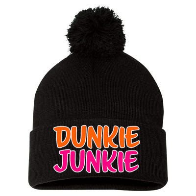 Dunkie Junkie Donut And Coffee Lover Pom Pom 12in Knit Beanie