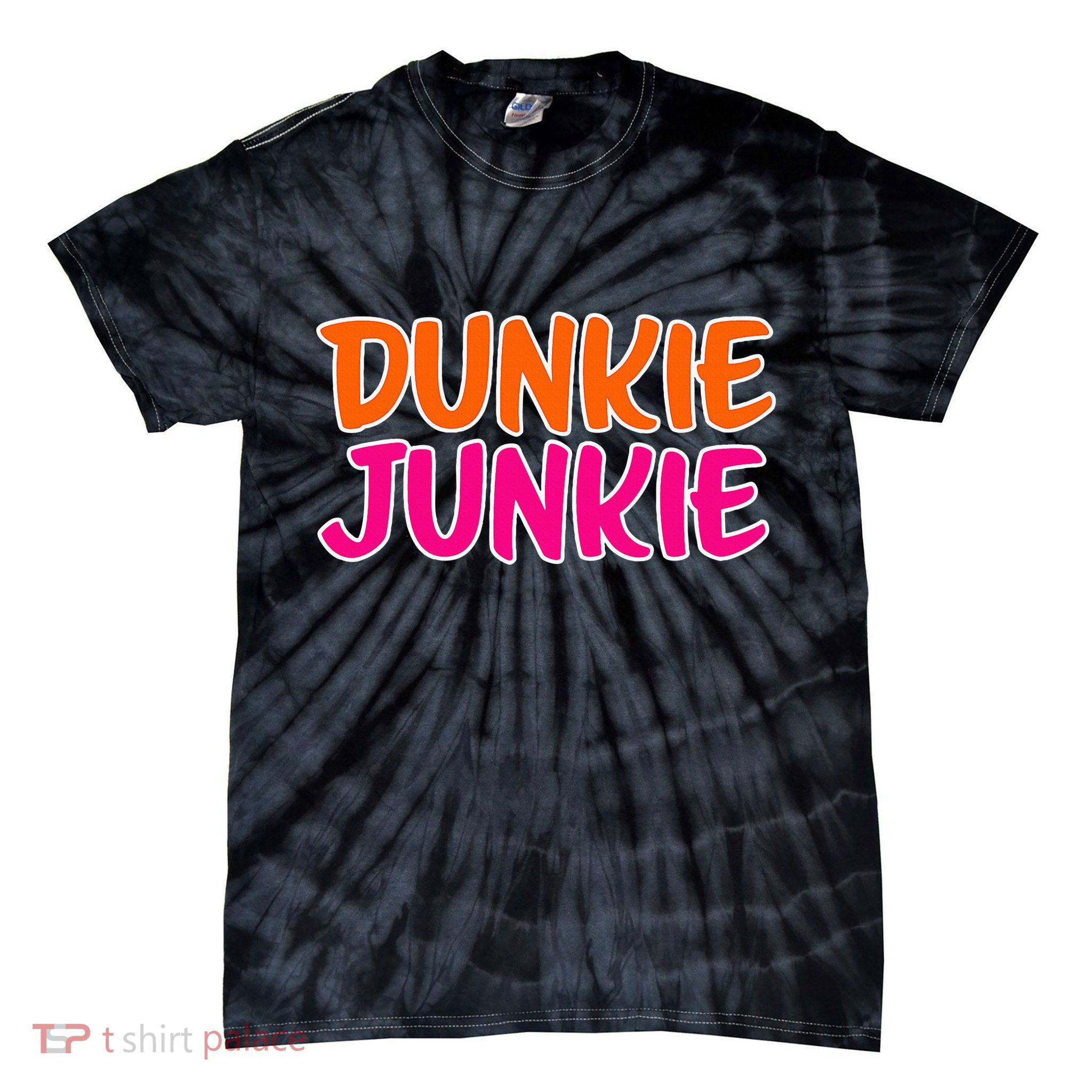 Dunkie Junkie Donut And Coffee Lover Tie-Dye T-Shirt