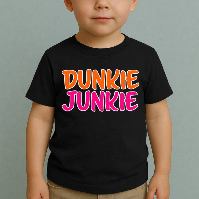 Dunkie Junkie Donut And Coffee Lover Toddler T-Shirt