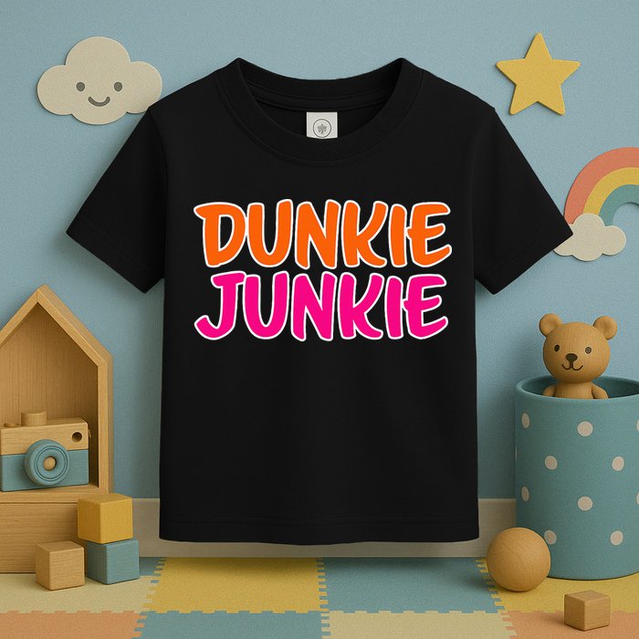 Dunkie Junkie Donut And Coffee Lover Toddler T-Shirt