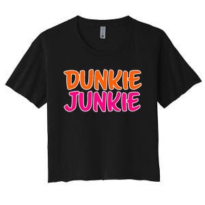 Dunkie Junkie Donut And Coffee Lover Women's Crop Top Tee