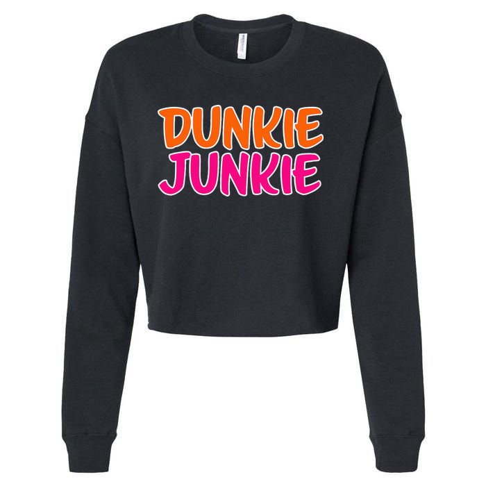 Dunkie Junkie Donut And Coffee Lover Cropped Pullover Crew